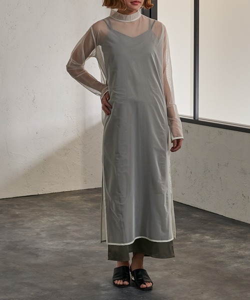 Ezick（エジック）の「シアーパイピングレイヤードワンピース（ワンピース・レディース・ホワイト/ブラック・FREE）」の9枚目の写真