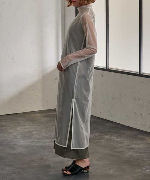 Ezick（エジック）の「シアーパイピングレイヤードワンピース（ワンピース・レディース・ホワイト/ブラック・FREE）」の8枚目の写真