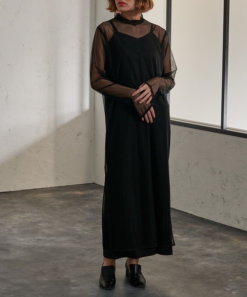 Ezick（エジック）の「シアーパイピングレイヤードワンピース（ワンピース・レディース・ホワイト/ブラック・FREE）」の7枚目の写真