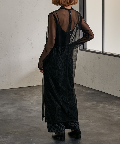 Ezick（エジック）の「シアーパイピングレイヤードワンピース（ワンピース・レディース・ホワイト/ブラック・FREE）」の5枚目の写真