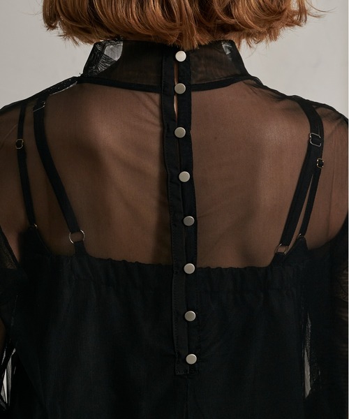 Ezick（エジック）の「シアーパイピングレイヤードワンピース（ワンピース・レディース・ホワイト/ブラック・FREE）」の12枚目の写真