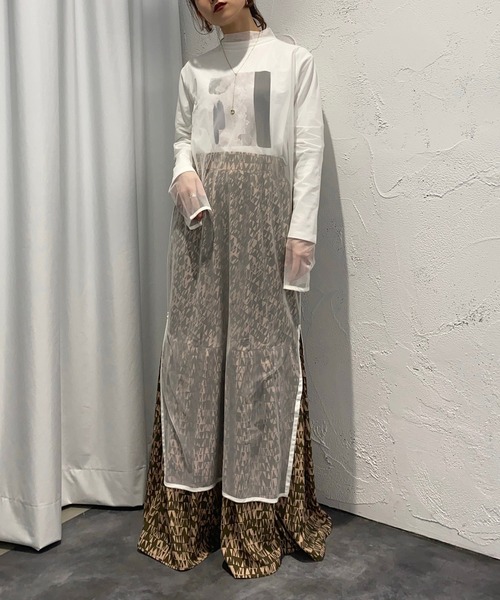 Ezick（エジック）の「シアーパイピングレイヤードワンピース（ワンピース・レディース・ホワイト/ブラック・FREE）」の14枚目の写真