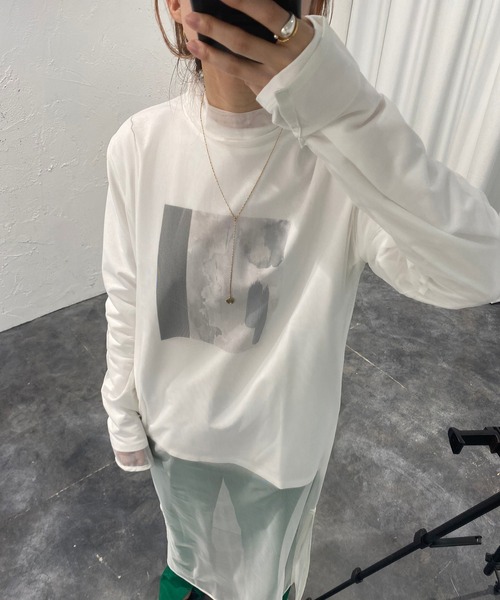 Ezick（エジック）の「シアーパイピングレイヤードワンピース（ワンピース・レディース・ホワイト/ブラック・FREE）」の16枚目の写真