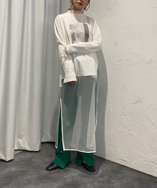 Ezick（エジック）の「シアーパイピングレイヤードワンピース（ワンピース・レディース・ホワイト/ブラック・FREE）」の15枚目の写真