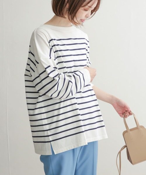 URBAN RESEARCH DOORS（アーバンリサーチドアーズ）の「パネルボーダーボートネックカットソー（Tシャツ/カットソー・レディース・ネイビー/ピンク/グリーン/ロイヤルブルー・1）」の2枚目の写真