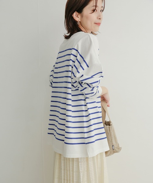 URBAN RESEARCH DOORS（アーバンリサーチドアーズ）の「パネルボーダーボートネックカットソー（Tシャツ/カットソー・レディース・ネイビー/ピンク/グリーン/ロイヤルブルー・1）」の18枚目の写真