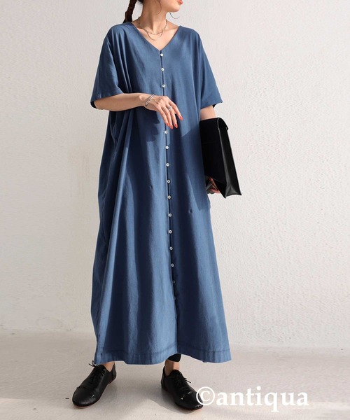 抗菌 防臭 前開きロングワンピース ワンピース Antiqua アンティカ のファッション通販 Zozotown