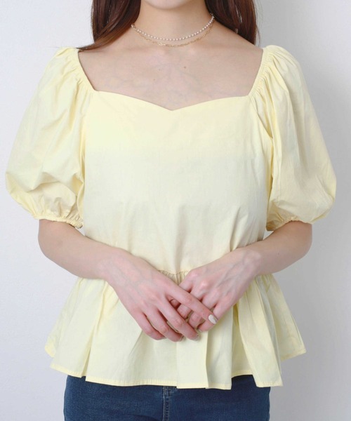 Loueme（ルエム）の「切り替え2wayパフブラウス（Tシャツ/カットソー・レディース・イエロー/ホワイト/ブルー・FREE）」の3枚目の写真