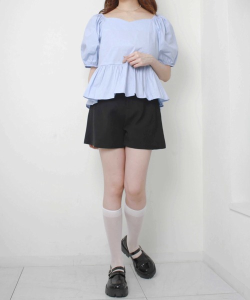 Loueme（ルエム）の「切り替え2wayパフブラウス（Tシャツ/カットソー・レディース・イエロー/ホワイト/ブルー・FREE）」の12枚目の写真