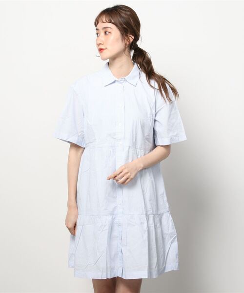 GAP(ギャップ)の「ティアード ミニ シャツワンピース(ワンピース・レディース・ホワイト/ホワイト×ブルー/ブラック/ベージュ・S/M/L/XS/XXS)」の12枚目の写真