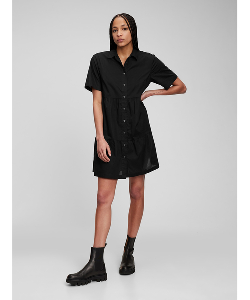 GAP(ギャップ)の「ティアード ミニ シャツワンピース(ワンピース・レディース・ホワイト/ホワイト×ブルー/ブラック/ベージュ・S/M/L/XS/XXS)」の17枚目の写真