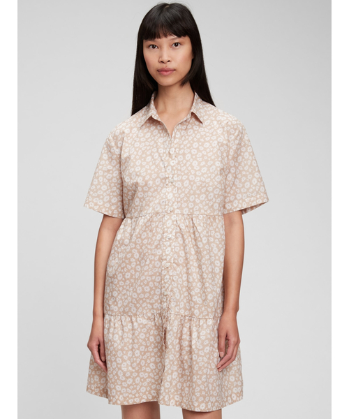 GAP(ギャップ)の「ティアード ミニ シャツワンピース(ワンピース・レディース・ホワイト/ホワイト×ブルー/ブラック/ベージュ・S/M/L/XS/XXS)」の5枚目の写真
