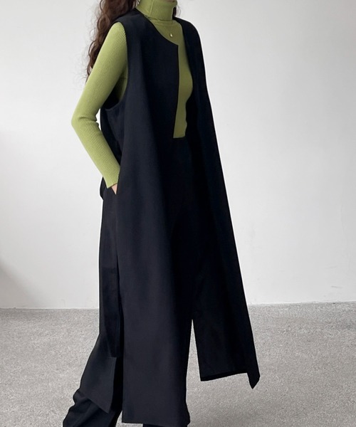 【新品】 ヤマダヤ FENNEL サイドスリット ロングジレ ブラック 日本製 フェンネル FENNEL サイドスリットロングジレ （ブラック