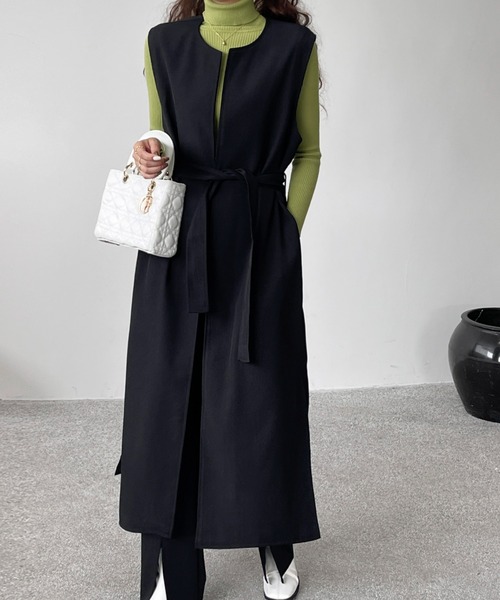 emi+(エミプラス)の「サイドスリットロングベスト ジレ(ベスト・レディース・ブラック/アイボリー/ブルー/チャコールグレー/ブラウン/カーキ/ベージュ・FREE)」の13枚目の写真