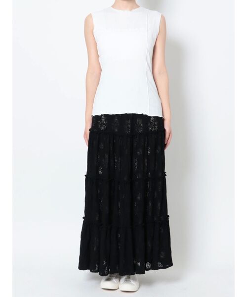 merry jenny（メリージェニー）の「メロウメロウノースリーブtops（Tシャツ/カットソー・レディース・ブラック/オフホワイト・FREE）」の2枚目の写真