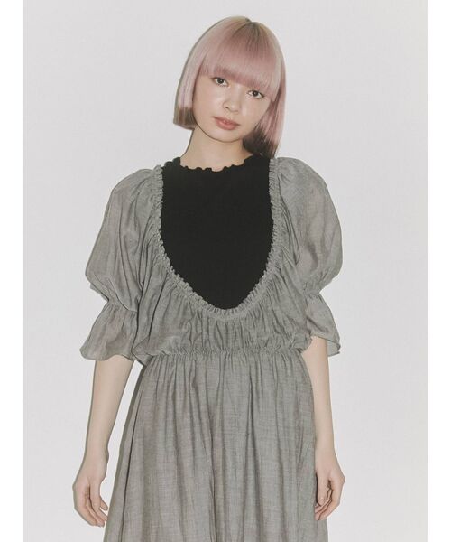 merry jenny（メリージェニー）の「メロウメロウノースリーブtops（Tシャツ/カットソー・レディース・ブラック/オフホワイト・FREE）」の3枚目の写真