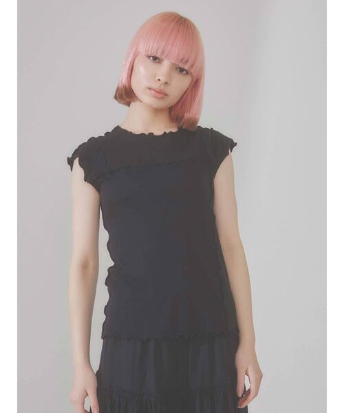 merry jenny（メリージェニー）の「メロウメロウノースリーブtops（Tシャツ/カットソー・レディース・ブラック/オフホワイト・FREE）」の16枚目の写真