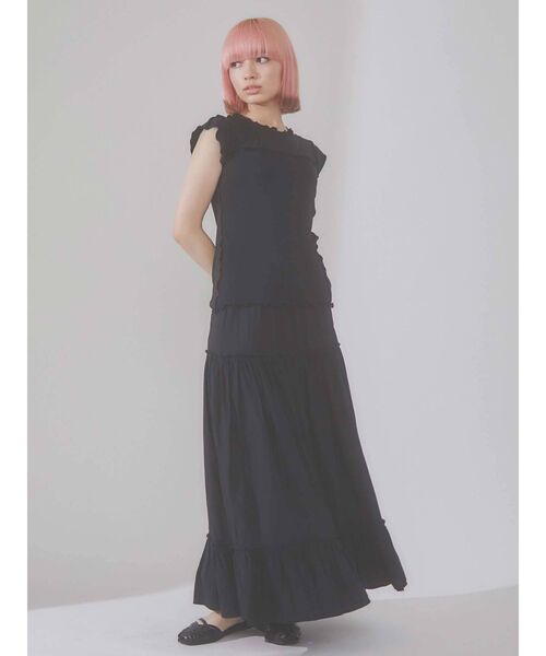 merry jenny（メリージェニー）の「メロウメロウノースリーブtops（Tシャツ/カットソー・レディース・ブラック/オフホワイト・FREE）」の5枚目の写真