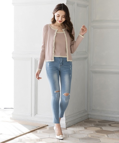 Julia Boutique(ジュリアブティック)の「2点セット・配色パイピングニットアンサンブル/22056(アンサンブル・レディース・ホワイト/ブラック/ピンク/アイボリー・ONE)」の11枚目の写真