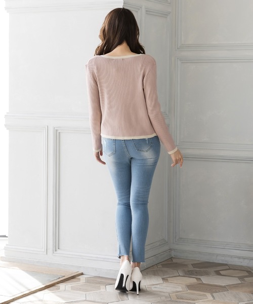 Julia Boutique(ジュリアブティック)の「2点セット・配色パイピングニットアンサンブル/22056(アンサンブル・レディース・ホワイト/ブラック/ピンク/アイボリー・ONE)」の12枚目の写真