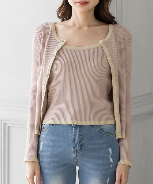 Julia Boutique(ジュリアブティック)の「2点セット・配色パイピングニットアンサンブル/22056(アンサンブル・レディース・ホワイト/ブラック/ピンク/アイボリー・ONE)」の14枚目の写真