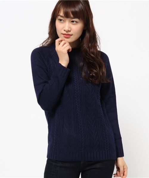 OUTLET（アウトレット）の「【CIAOPANIC TYPY】ケーブルハイネックニットプルオーバー（ニット/セーター・レディース・グレー/ネイビー/ホワイト・FREE）」の3枚目の写真