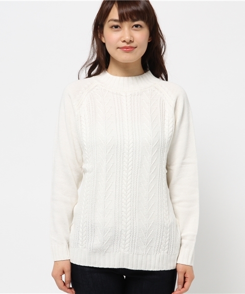 OUTLET（アウトレット）の「【CIAOPANIC TYPY】ケーブルハイネックニットプルオーバー（ニット/セーター・レディース・グレー/ネイビー/ホワイト・FREE）」の4枚目の写真