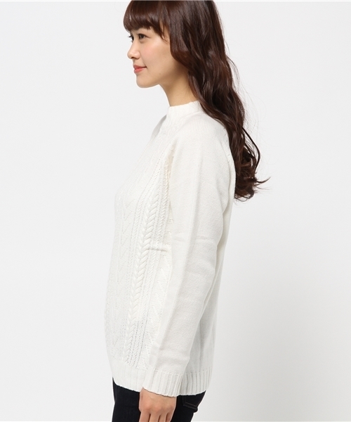 OUTLET（アウトレット）の「【CIAOPANIC TYPY】ケーブルハイネックニットプルオーバー（ニット/セーター・レディース・グレー/ネイビー/ホワイト・FREE）」の5枚目の写真