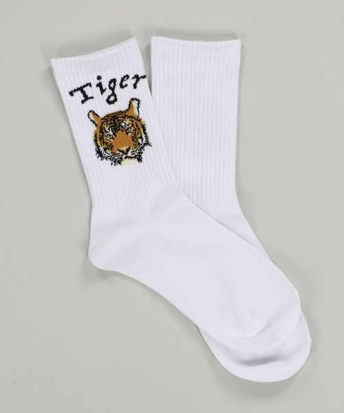 SPINNS（スピンズ）の「タイガーリブソックス（ソックス/靴下・レディース・ホワイト/ブラック・ONESIZE）」の3枚目の写真