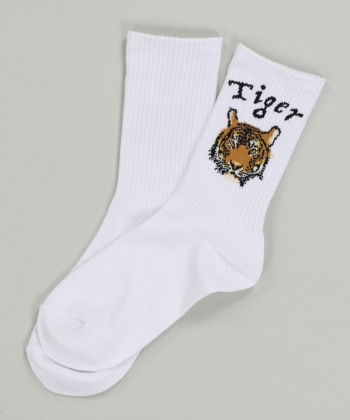 SPINNS（スピンズ）の「タイガーリブソックス（ソックス/靴下・レディース・ホワイト/ブラック・ONESIZE）」の8枚目の写真
