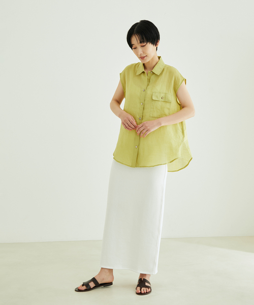 SALON adam et rope'（サロン アダム エ ロペ）の「【サステナブル】【洗える】[ご好評につき新色追加！]オーガニックコットンロングタイトスカート（スカート・レディース・ブラック/ライトグレー/ブラウン系その他2/ホワイト・FREE）」の20枚目の写真