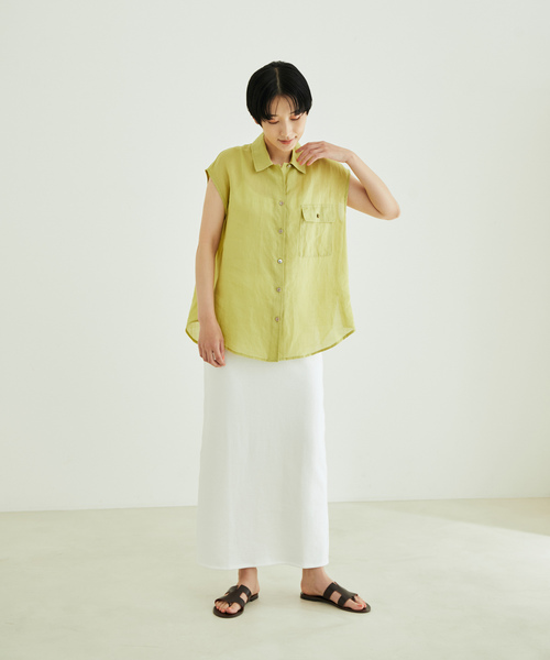 SALON adam et rope'（サロン アダム エ ロペ）の「【サステナブル】【洗える】[ご好評につき新色追加！]オーガニックコットンロングタイトスカート（スカート・レディース・ブラック/ライトグレー/ブラウン系その他2/ホワイト・FREE）」の7枚目の写真