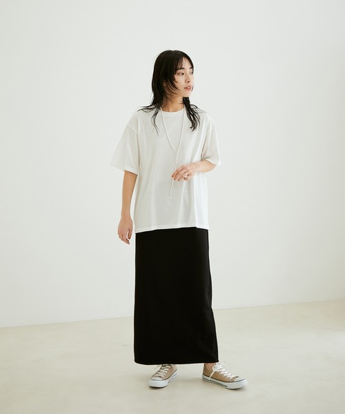 【サステナブル】【洗える】[ご好評につき新色追加！]オーガニックコットンロングタイトスカート