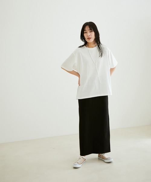 【サステナブル】【洗える】[ご好評につき新色追加！]オーガニックコットンロングタイトスカート