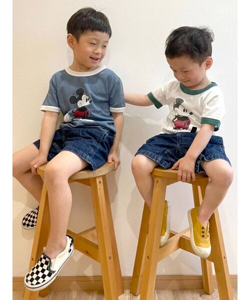 Ungrid（アングリッド）の「Kids MickeyロゴリンガーTee（Tシャツ/カットソー・キッズ・オフホワイト/ネイビー・100/120）」の12枚目の写真