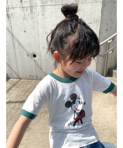 Ungrid（アングリッド）の「Kids MickeyロゴリンガーTee（Tシャツ/カットソー・キッズ・オフホワイト/ネイビー・100/120）」の7枚目の写真