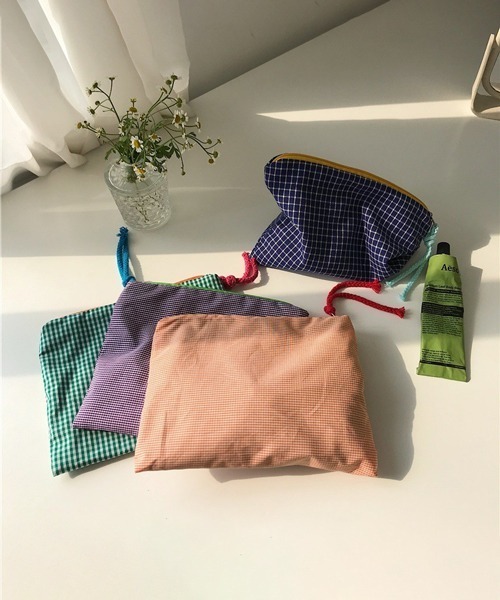 セール】Pochi Pouch/チェック柄 カラフル マルチポーチ（ポーチ