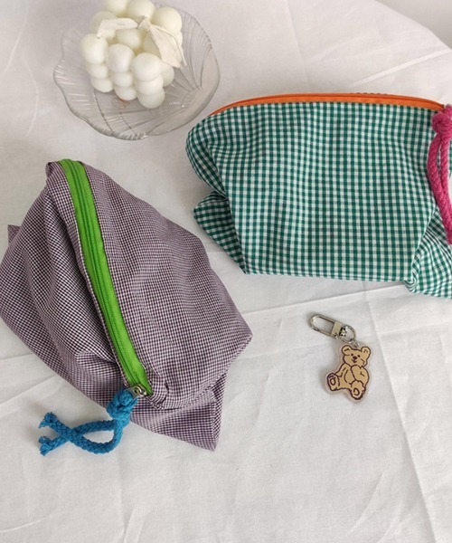 Hand Made ✨チェック柄ポーチ セール】Pochi Pouch/チェック柄 カラフル マルチポーチ（ポーチ