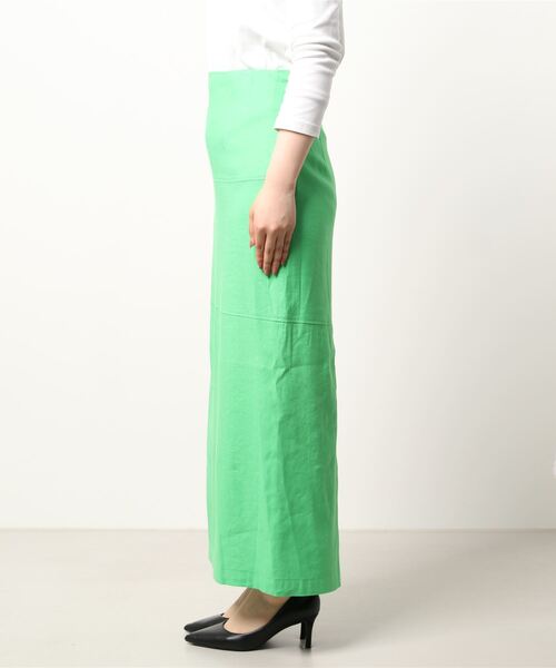 ADAM ET ROPE'（アダムエロペ）の「ストレッチリネンカラースカート（スカート・レディース・ピンク/ブラック/グリーン・38/36）」の4枚目の写真