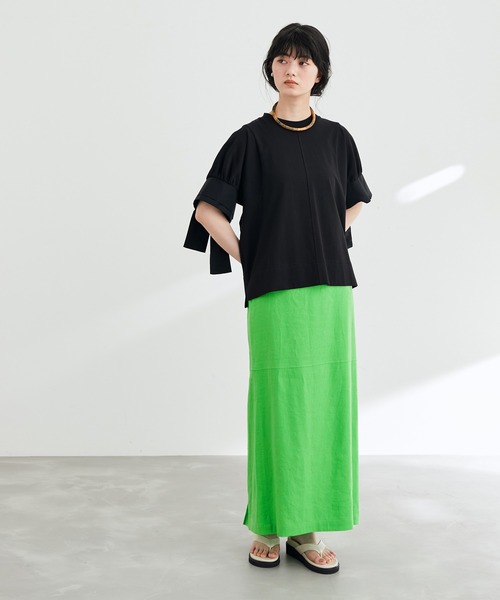 ADAM ET ROPE'（アダムエロペ）の「ストレッチリネンカラースカート（スカート・レディース・ピンク/ブラック/グリーン・38/36）」の21枚目の写真