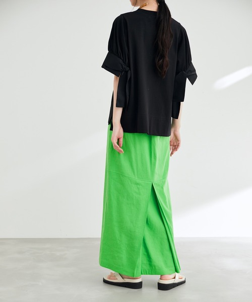 ADAM ET ROPE'（アダムエロペ）の「ストレッチリネンカラースカート（スカート・レディース・ピンク/ブラック/グリーン・38/36）」の22枚目の写真