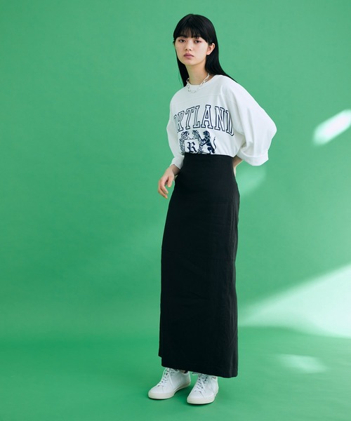 ADAM ET ROPE'（アダムエロペ）の「ストレッチリネンカラースカート（スカート・レディース・ピンク/ブラック/グリーン・38/36）」の10枚目の写真