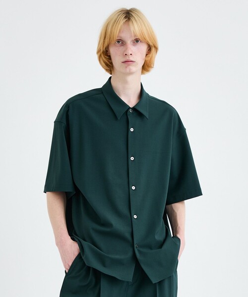city(シティ)の「WOOL SHORT SLEEVE SHIRTS(シャツ/ブラウス・メンズ・ブラック/グリーン・1/2/3)」の1枚目の写真