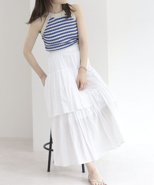 fredy emue（フレディエミュ）の「リンクスボーダー　アメリカンスリーブ　タンクトップ（タンクトップ・レディース・ブルー系その他/ベージュ系その他/グリーン系その他・38）」の7枚目の写真