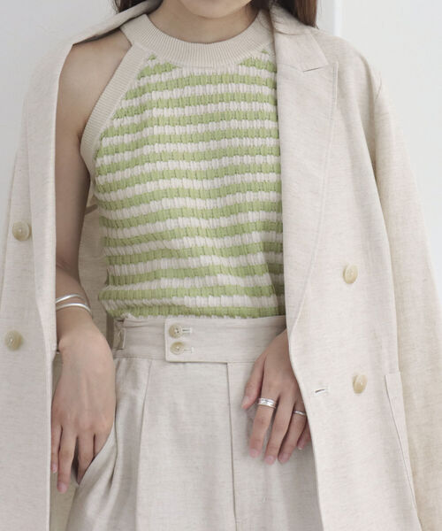 fredy emue（フレディエミュ）の「リンクスボーダー　アメリカンスリーブ　タンクトップ（タンクトップ・レディース・ブルー系その他/ベージュ系その他/グリーン系その他・38）」の8枚目の写真