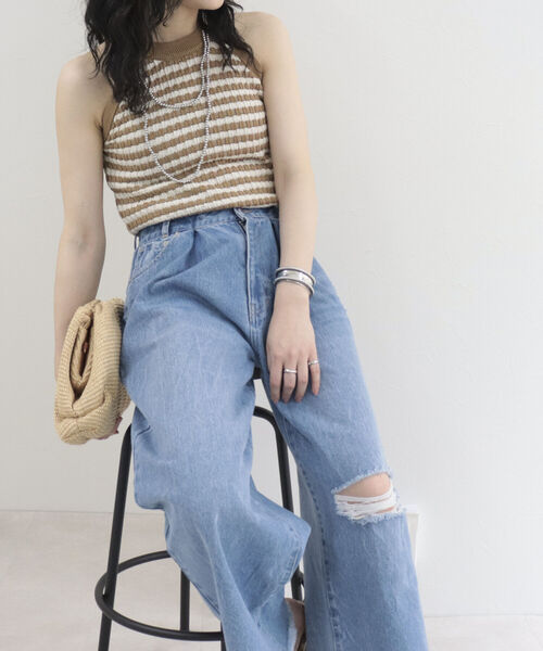 fredy emue（フレディエミュ）の「リンクスボーダー　アメリカンスリーブ　タンクトップ（タンクトップ・レディース・ブルー系その他/ベージュ系その他/グリーン系その他・38）」の13枚目の写真