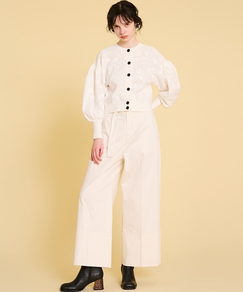 LANVIN en Bleu（ランバンオンブルー）の「シアージャガードニットカーディガン（カーディガン/ボレロ・レディース・ホワイト/ブラック・38）」の8枚目の写真