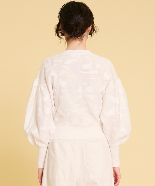 LANVIN en Bleu（ランバンオンブルー）の「シアージャガードニットカーディガン（カーディガン/ボレロ・レディース・ホワイト/ブラック・38）」の9枚目の写真