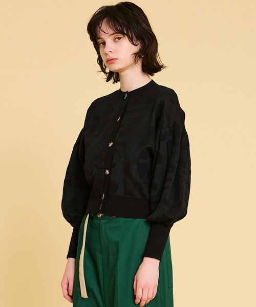 LANVIN en Bleu（ランバンオンブルー）の「シアージャガードニットカーディガン（カーディガン/ボレロ・レディース・ホワイト/ブラック・38）」の6枚目の写真