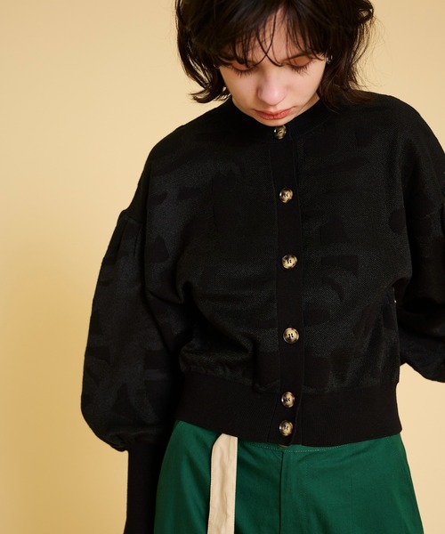 LANVIN en Bleu（ランバンオンブルー）の「シアージャガードニットカーディガン（カーディガン/ボレロ・レディース・ホワイト/ブラック・38）」の5枚目の写真